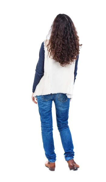 Back view of standing young beautiful  woman — Stockfoto