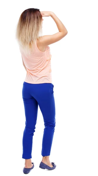 Back view of standing young beautiful  woman — Stock Photo, Image