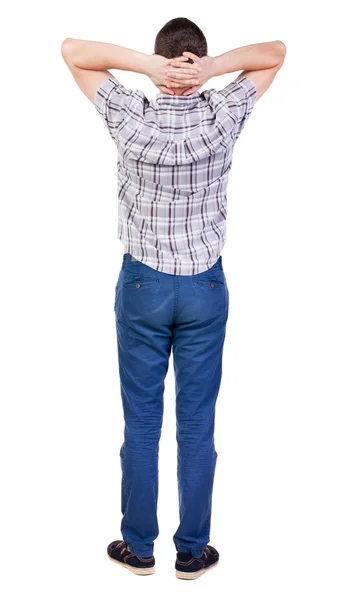 Visão de homem bonito na camisa, olhando de volta. — Fotografia de Stock