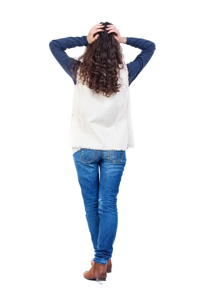 Back view of standing young beautiful  woman — Stock Photo, Image