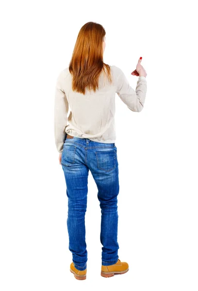 Back view of  woman thumbs up — Stock Photo, Image