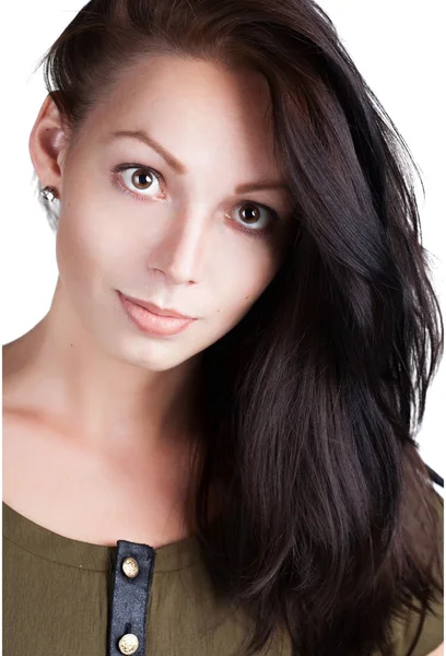 Portrait of a beautiful long-haired brunettes. — Stock Photo, Image