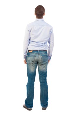 Erkek kot pantolon arkadan görünüm.