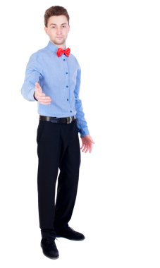 Hakem takım elbise ve kravat ayıran boksörler kelebek.