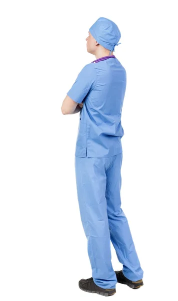 Bir doktor elbise içinde arkadan görünüm — Stok fotoğraf