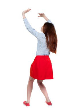 Ne düşmesini elleri arkadan görünüm kadının korur