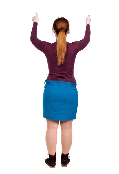 Back view of  woman thumbs up — Stock Photo, Image