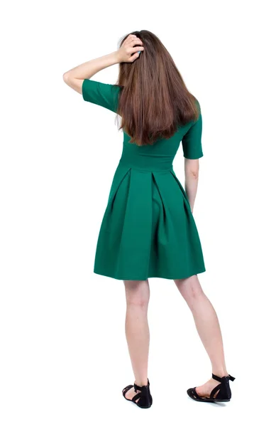 Back view of standing young beautiful  woman. — Stockfoto