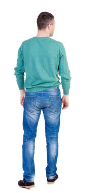 Erkek kot pantolon arkadan görünüm.