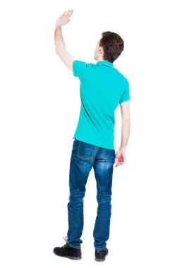 arkadan görünüşü onun elinden sallayarak tebrik yakışıklı adam.