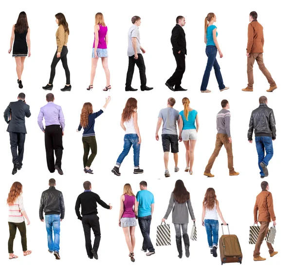 Collection back view of walking people . — Stockfoto