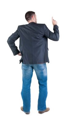 düşünme iş adamı. arka görünüm.