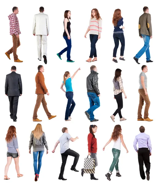 Collection back view of walking people . — Foto Stock