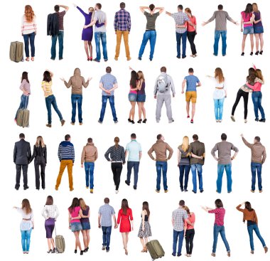 collection back view of people .