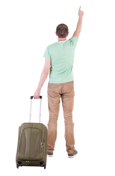 Back view of  man  with suitcase. — Stock Photo, Image