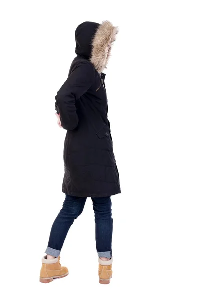 Widok z tyłu kobieta kurtka zimowa patrząc — Zdjęcie stockowe