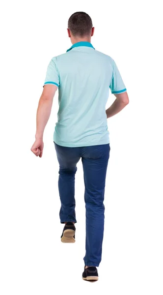 Rückansicht des blauen Polo Mann einfahren. — Stockfoto