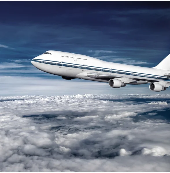 Passenger airplane in the clouds. — Stock Photo, Image