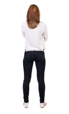 duran kadın kot pantolon arkadan görünüm