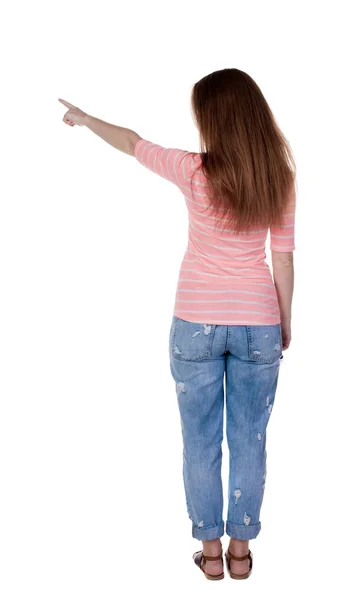 Pointing woman back view — Stock Photo, Image