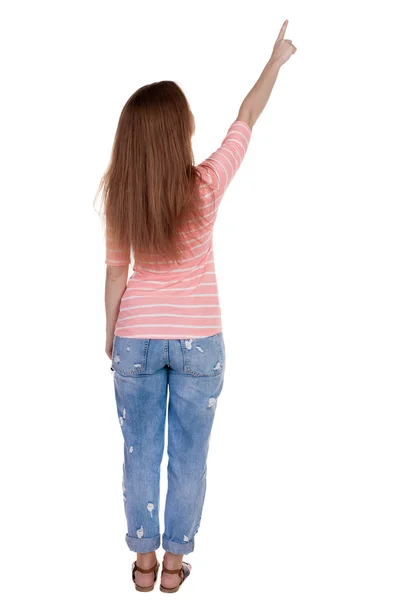 ポインティング女性背面図 — ストック写真