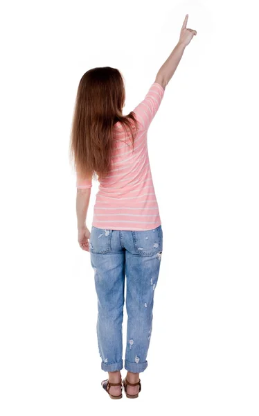 Pointing woman back view — Stock Photo, Image