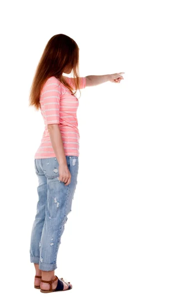 Pointing woman back view — Stock Photo, Image