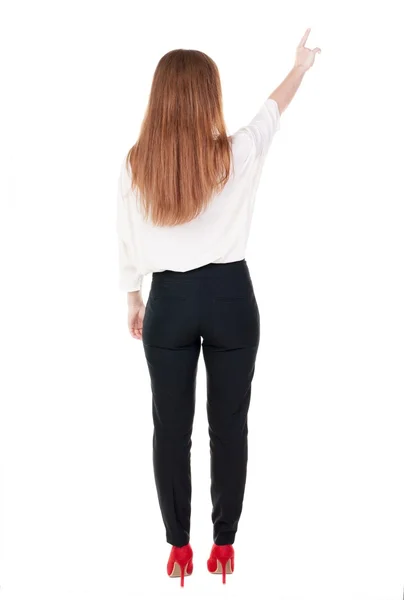 Apontador vista traseira de mulher — Fotografia de Stock
