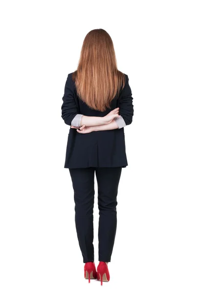 Negócio de pé mulher vista traseira — Fotografia de Stock