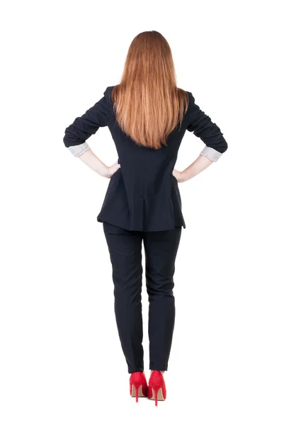Negócio de pé mulher vista traseira — Fotografia de Stock
