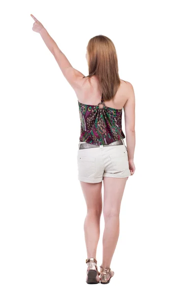 Pointing woman back view — Stock Photo, Image