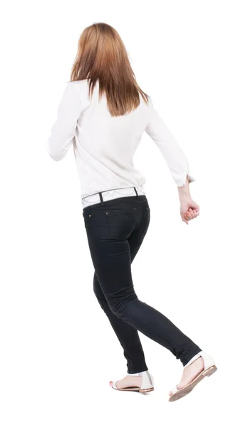 Running woman back view — Stock Photo, Image