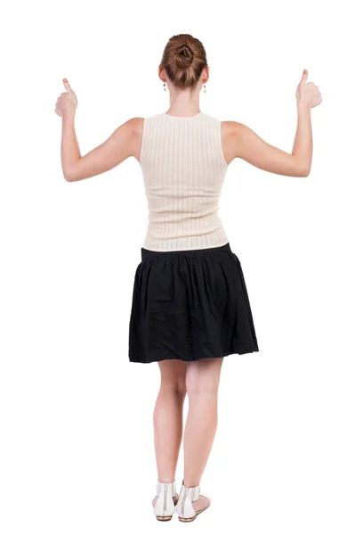 Mujer mostrando pulgares hacia arriba — Foto de Stock
