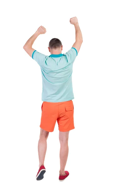 Man back view with hands up — Stock Photo, Image