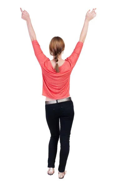 Back view of woman in jeans — Stock Photo, Image