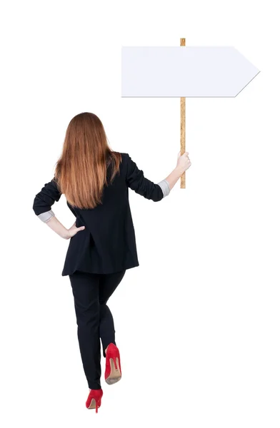 看板を示す背面図ビジネス女性. — ストック写真