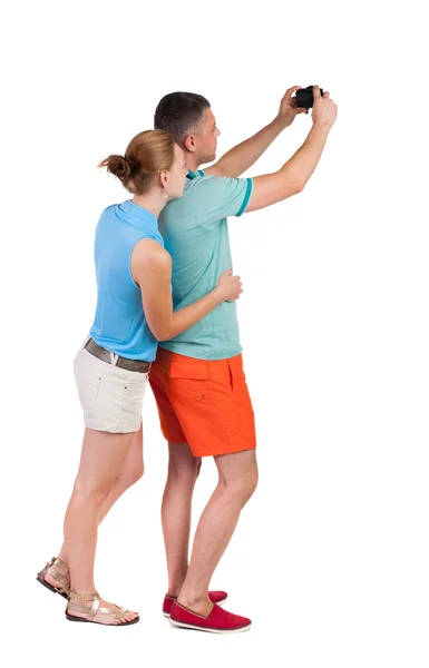 Back view of couple photographing. — Stock Photo, Image