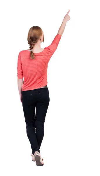 Pointing woman back view — Stock Photo, Image