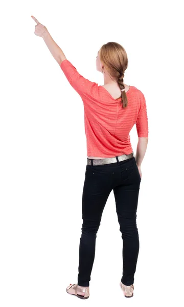 Pointing woman back view — Stock Photo, Image