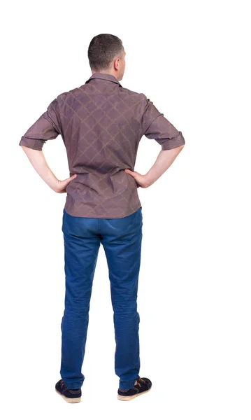 Back view of handsome man in shirt looking up. — Stock Photo, Image