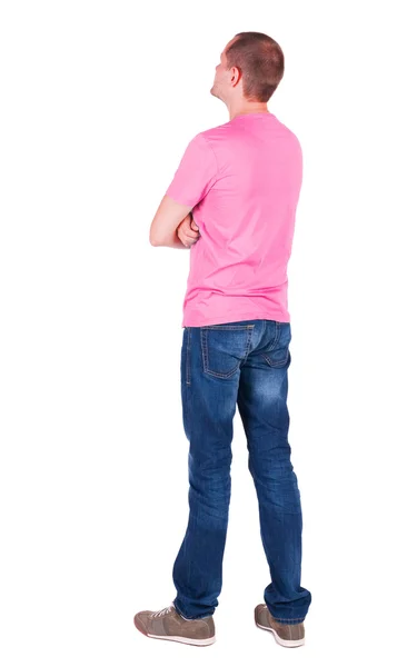 Bakifrån av man i t-shirt och jeans — Stockfoto