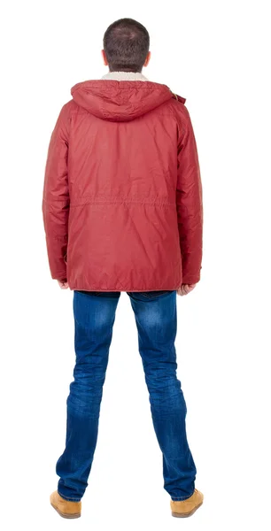 Bakifrån av man i winter parka — Stockfoto