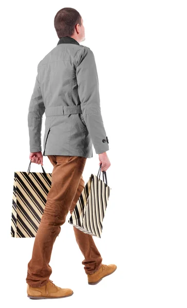 Back view of man with shopping bags — Stock Photo, Image