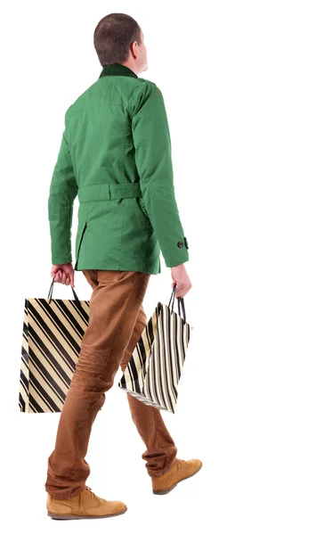 Back view of man with shopping bags — Stock Photo, Image