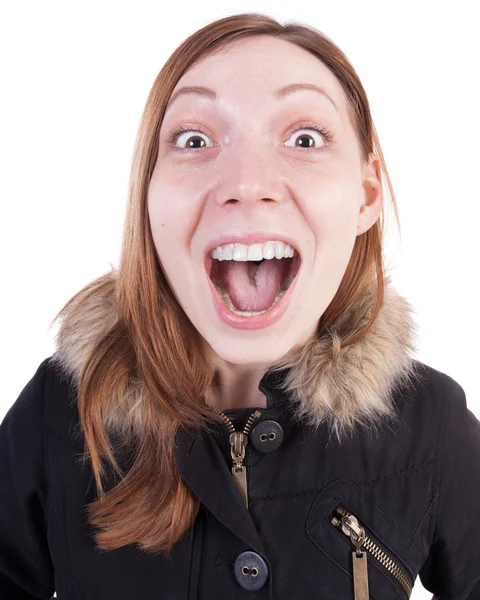 Funny portrait of a woman screaming. — Stock Photo, Image