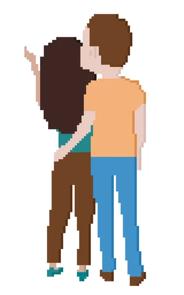 Back view of couple. pixel art — Stock Photo, Image