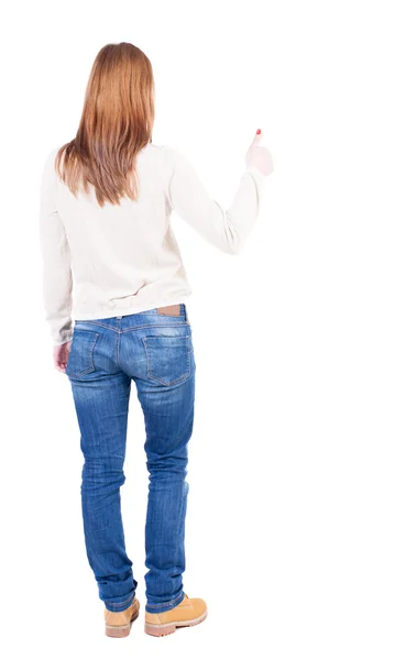 Young woman showing thumb up — Stock Photo, Image