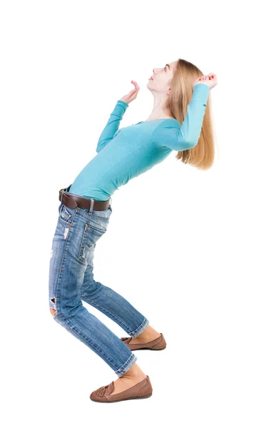 Balancing young woman — Stock Photo, Image
