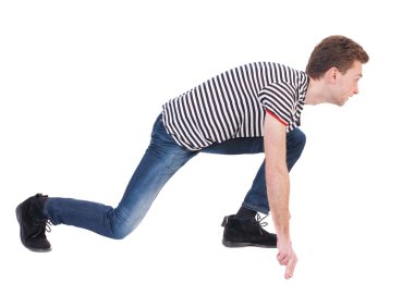 man on start position.