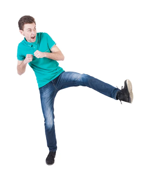 Guy fights waving his arms and legs. — Stock Photo, Image